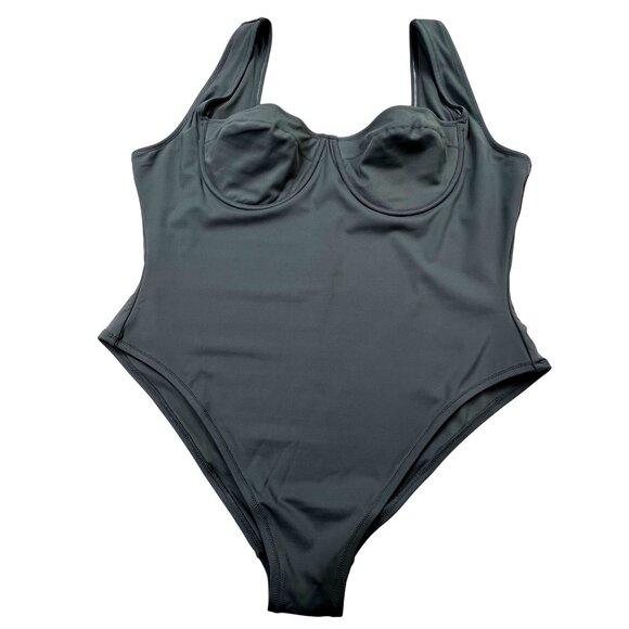 SKIMS Shaping Swim Underwire One Piece Gunmetal Womens 4X - Picture 2 of 12